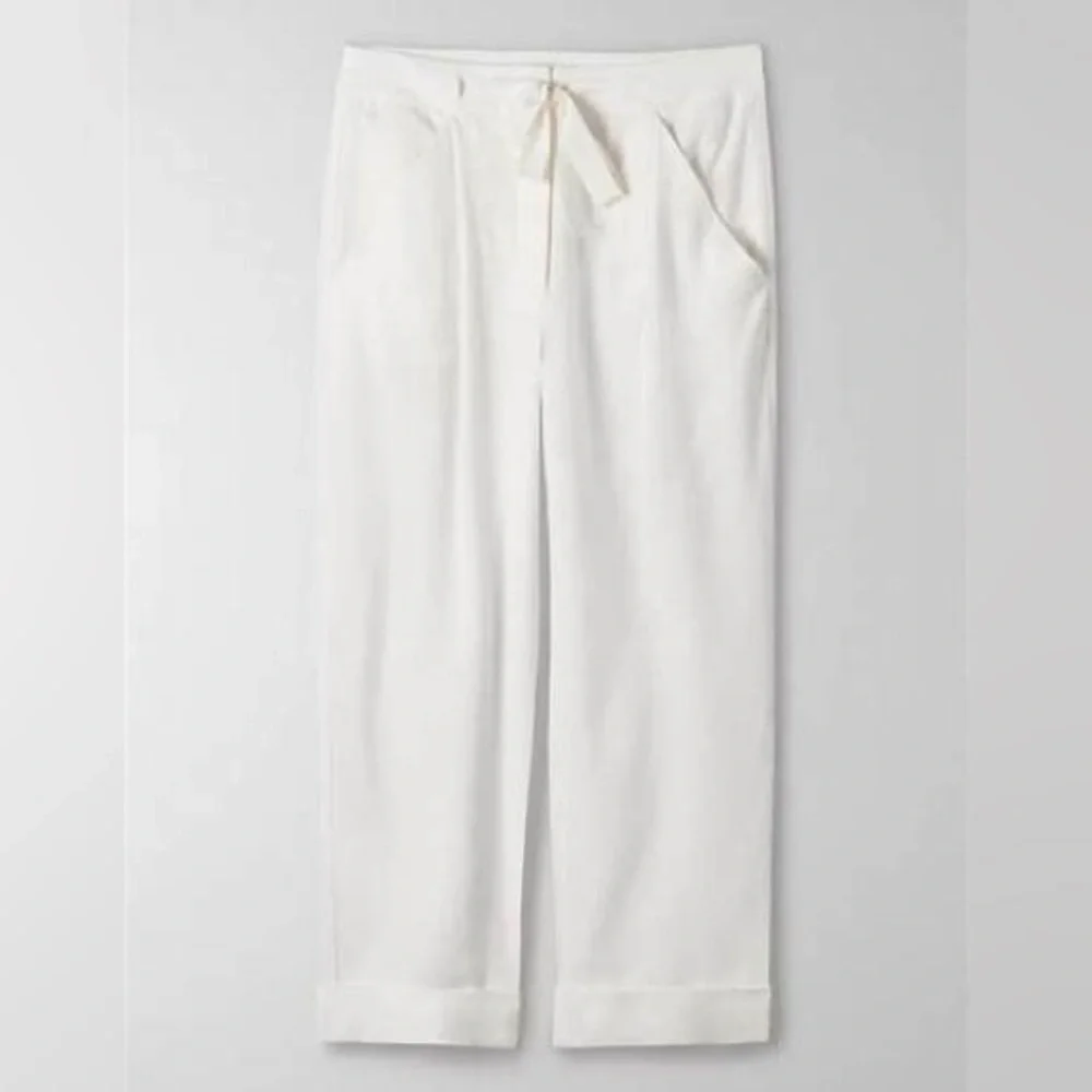 New! Wilfred Linen White Sz 12 Allant Pant Cuffed Crop